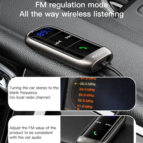 Gadget Yesido FM Modulator Bluetooth Car Receiver (YAU32), LED Display, TF Card, Negru