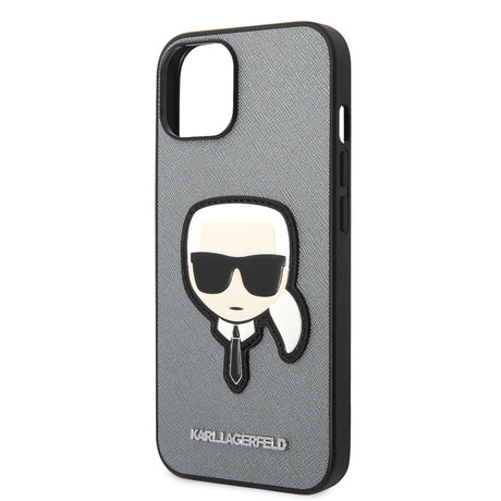 Husa de protectie Karl Lagerfeld Saffiano (KLHCP14MSAPKHG) compatibil cu iPhone 14 Plus, Argintiu Karl`S Head