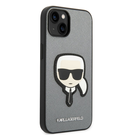 Husa de protectie Karl Lagerfeld Saffiano (KLHCP14MSAPKHG) compatibil cu iPhone 14 Plus, Argintiu Karl`S Head
