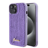 Husa de protectie Guess Sequin Script Metal (GUHCP15SPSFDGSU) compatibil cu iPhone 15, Mov