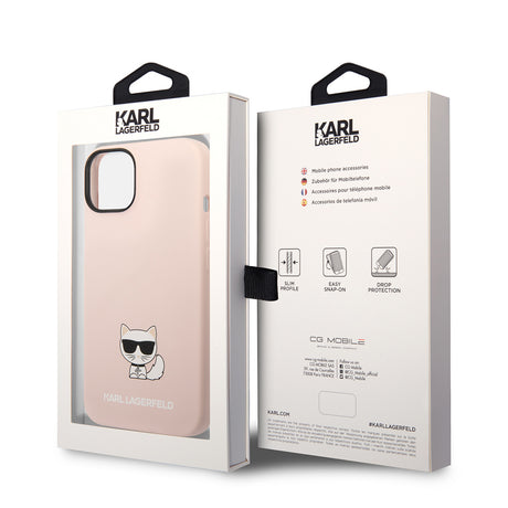 Husa de protectie Karl Lagerfeld Silicone (KLHCP14MSLCTPI) compatibil cu iPhone 14 Plus, Roz Choupette Body