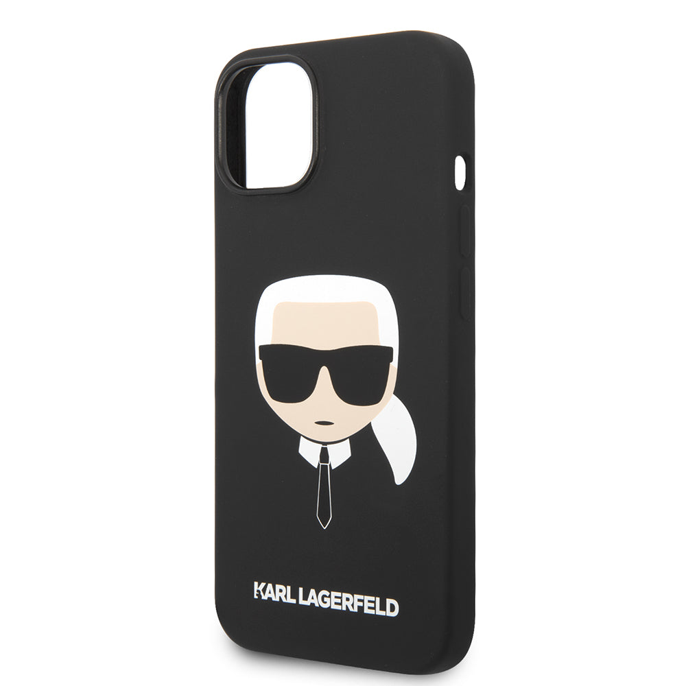 Husa de protectie Karl Lagerfeld Silicone (KLHCP14MSLKHBK) compatibil cu iPhone 14 Plus, Karl`s Head