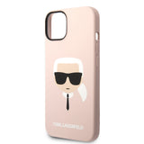Husa de protectie Karl Lagerfeld Silicone (KLHCP14MSLKHLP) compatibil cu iPhone 14 Plus, Roz Karl`S Head