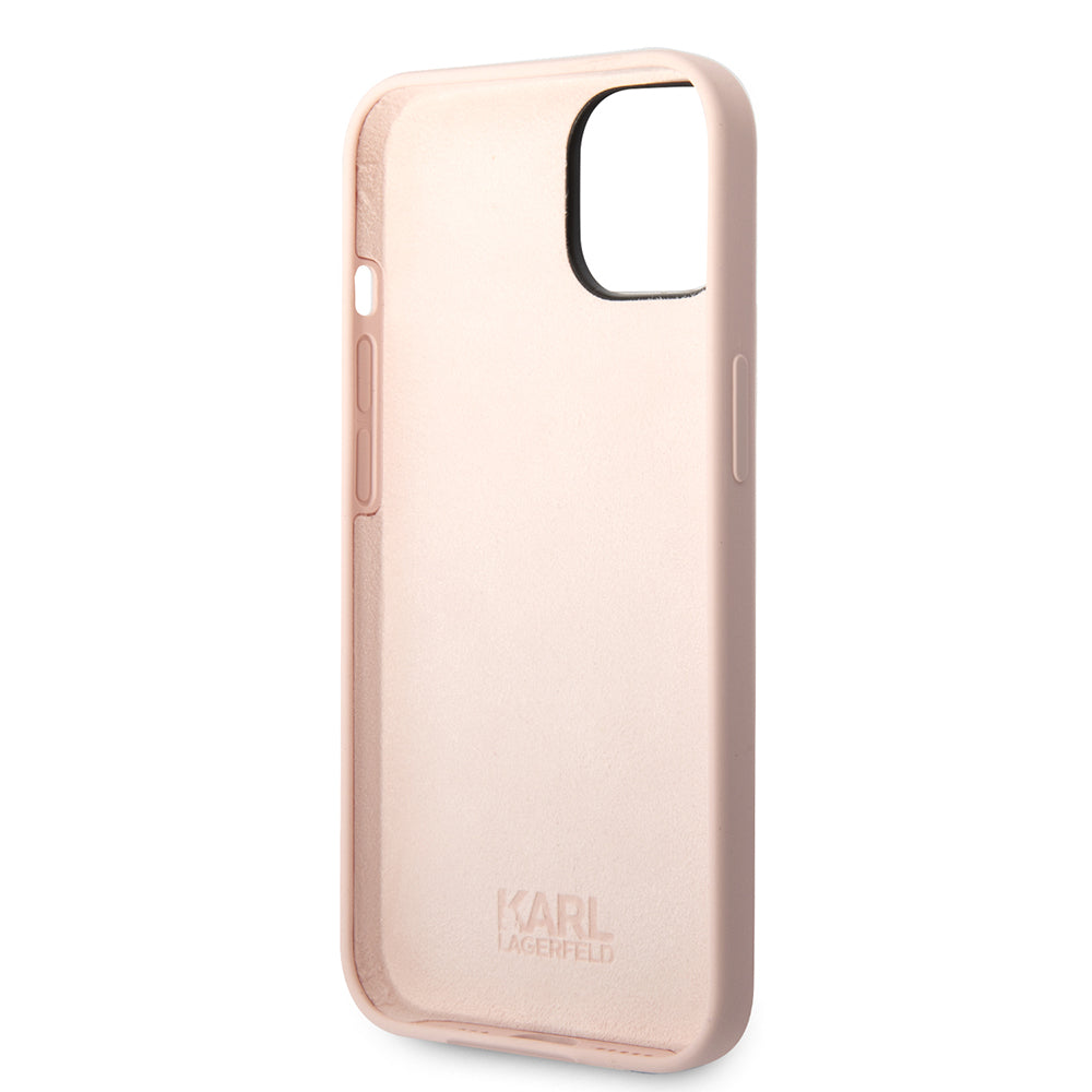 Husa de protectie Karl Lagerfeld Silicone (KLHCP14MSLKHLP) compatibil cu iPhone 14 Plus, Roz Karl`S Head