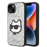 Husa de protectie Karl Lagerfeld Hardcase Glitter (KLHCP14MG2CPS) compatibil cu iPhone 14 Plus, Argintiu Choupette Patch