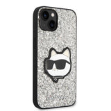 Husa de protectie Karl Lagerfeld Hardcase Glitter (KLHCP14MG2CPS) compatibil cu iPhone 14 Plus, Argintiu Choupette Patch