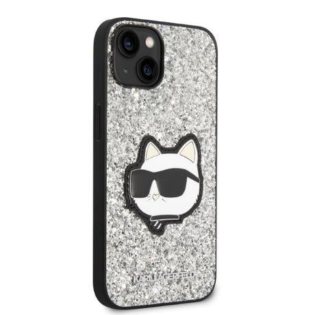 Husa de protectie Karl Lagerfeld Hardcase Glitter (KLHCP14MG2CPS) compatibil cu iPhone 14 Plus, Argintiu Choupette Patch