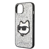 Husa de protectie Karl Lagerfeld Hardcase Glitter (KLHCP14MG2CPS) compatibil cu iPhone 14 Plus, Argintiu Choupette Patch