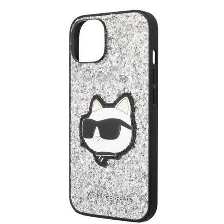 Husa de protectie Karl Lagerfeld Hardcase Glitter (KLHCP14MG2CPS) compatibil cu iPhone 14 Plus, Argintiu Choupette Patch