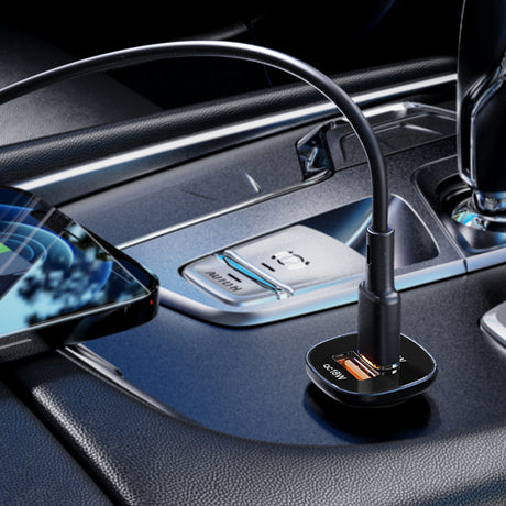 Incarcator Acefast Car (B1), Type-C, USB, Dual-Port, 38W, PD Fast Charging, with LED Light, Negru