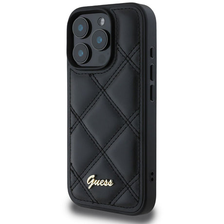 Husa de protectie Guess Quilted Metal Logo (GUHCP16LPSQSQSK) compatibil cu iPhone 16 Pro, Negru
