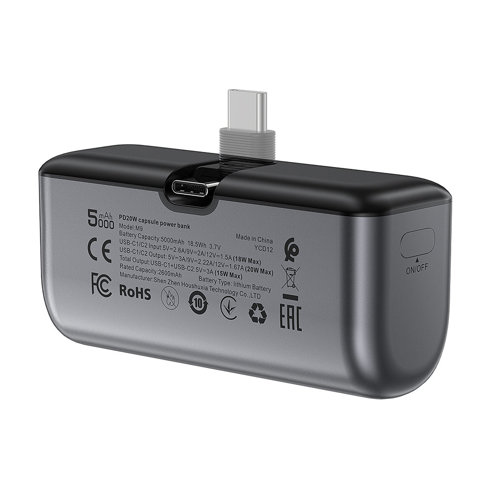 Baterie externa Acefast M9-5000, 5000mAh, 2x Type-C, PD20W, Negru