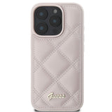 Husa de protectie Guess Quilted Metal Logo (GUHCP16LPSQSQSP) compatibil cu iPhone 16 Pro, Roz