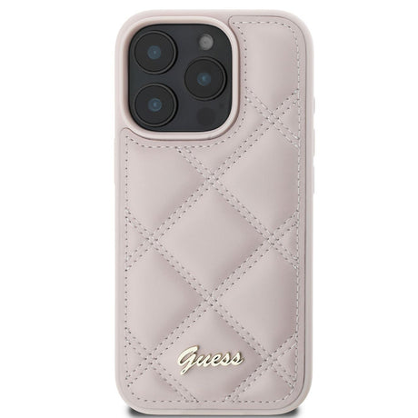 Husa de protectie Guess Quilted Metal Logo (GUHCP16LPSQSQSP) compatibil cu iPhone 16 Pro, Roz
