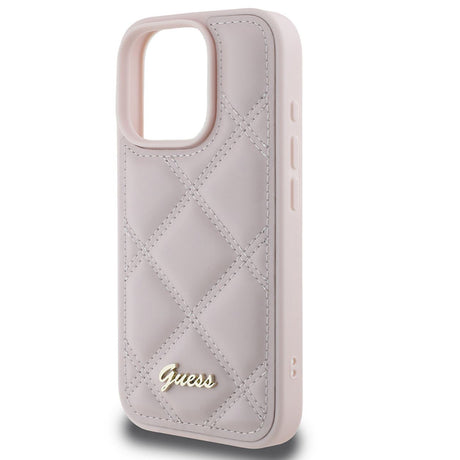 Husa de protectie Guess Quilted Metal Logo (GUHCP16LPSQSQSP) compatibil cu iPhone 16 Pro, Roz