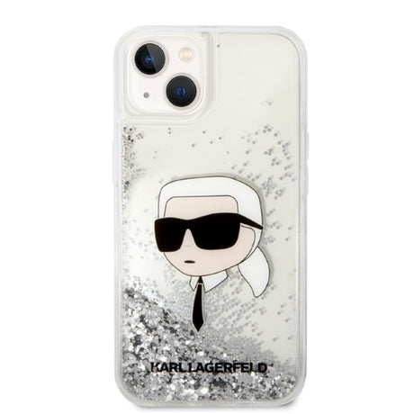 Husa de protectie Karl Lagerfeld Hardcase Glitter (KLHCP14MLNKHCH) compatibil cu iPhone 14 Plus, Argintiu Karl Head