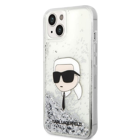 Husa de protectie Karl Lagerfeld Hardcase Glitter (KLHCP14MLNKHCH) compatibil cu iPhone 14 Plus, Argintiu Karl Head