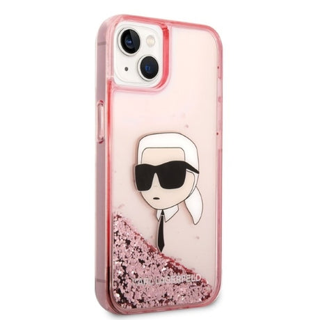 Husa de protectie Karl Lagerfeld Hardcase Glitter (KLHCP14MLNKHCP) compatibil cu iPhone 14 Plus, Roz Karl Head