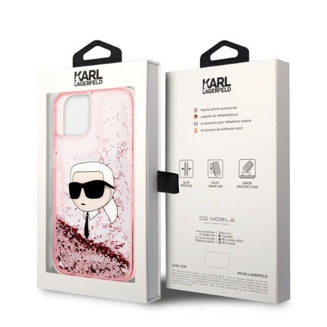 Husa de protectie Karl Lagerfeld Hardcase Glitter (KLHCP14MLNKHCP) compatibil cu iPhone 14 Plus, Roz Karl Head