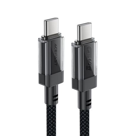 Cablu Acefast (C12-03), Type-C to Type-C, 60W, High-Speed Charging, 1.2m, Negru