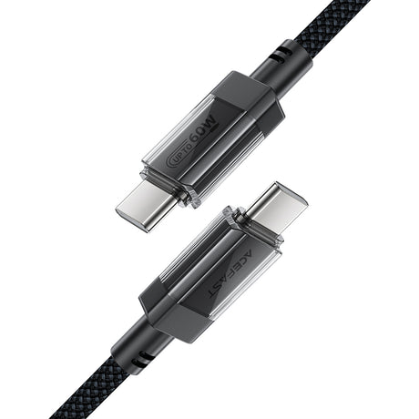 Cablu Acefast (C12-03), Type-C to Type-C, 60W, High-Speed Charging, 1.2m, Negru