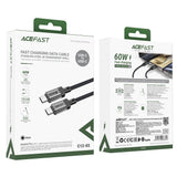 Cablu Acefast (C12-03), Type-C to Type-C, 60W, High-Speed Charging, 1.2m, Negru