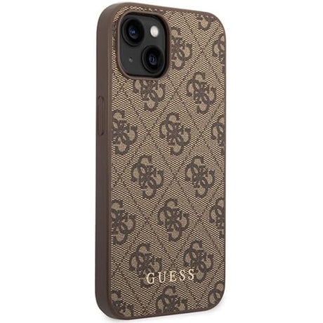 Husa de protectie Guess Hardcase 4G Metal Gold Logo (GUHCP15MG4GFBR) compatibil cu iPhone 15 Plus, Maro