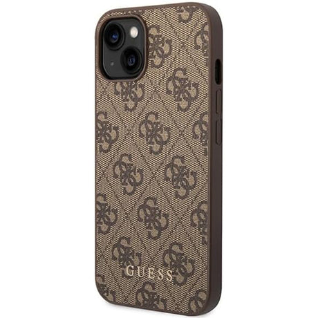 Husa de protectie Guess Hardcase 4G Metal Gold Logo (GUHCP15MG4GFBR) compatibil cu iPhone 15 Plus, Maro