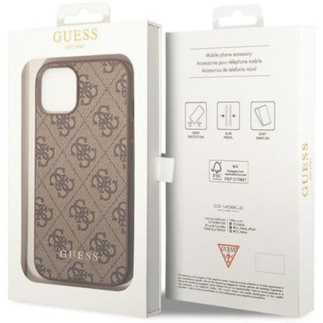 Husa de protectie Guess Hardcase 4G Metal Gold Logo (GUHCP15MG4GFBR) compatibil cu iPhone 15 Plus, Maro