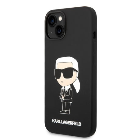 Husa de protectie Karl Lagerfeld Silicone (KLHCP14MSNIKBCK) compatibil cu iPhone 14 Plus, Negru Ikonik