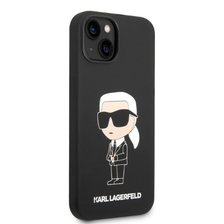Husa de protectie Karl Lagerfeld Silicone (KLHCP14MSNIKBCK) compatibil cu iPhone 14 Plus, Negru Ikonik