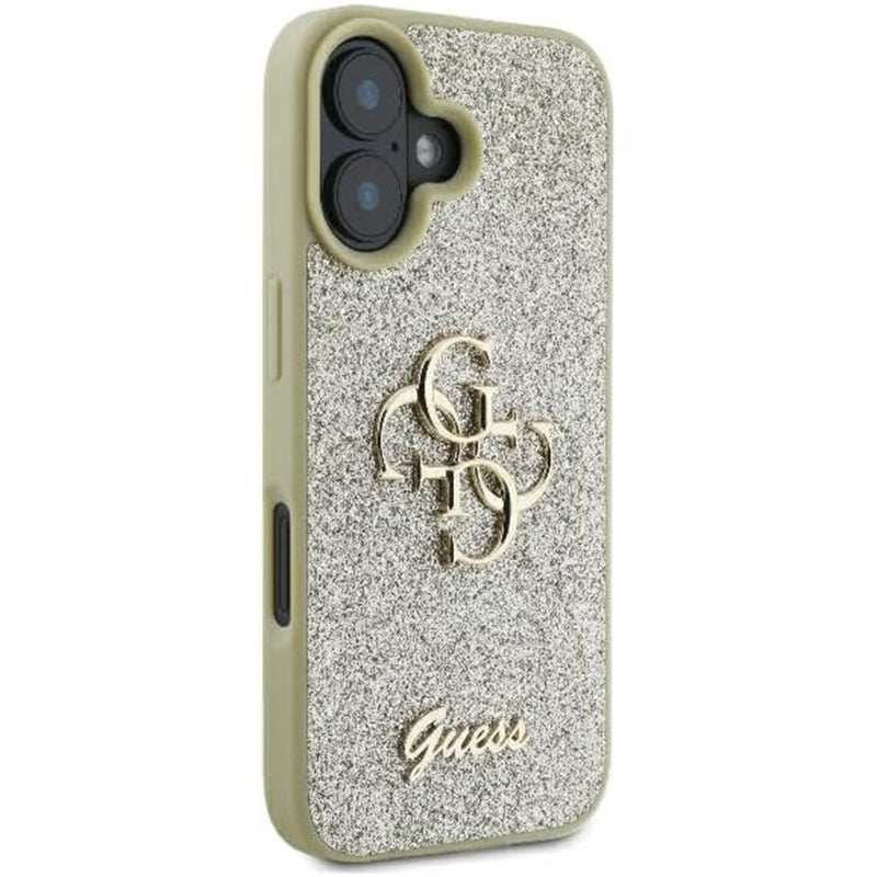 Husa de protectie Guess Glitter Fixed Big 4G (GUHCP16MHG4SGD) compatibil cu iPhone 16 Plus, Auriu