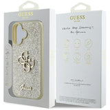 Husa de protectie Guess Glitter Fixed Big 4G (GUHCP16SHG4SGD) compatibil cu iPhone 16, Auriu