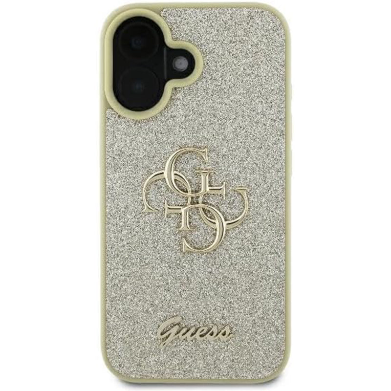 Husa de protectie Guess Glitter Fixed Big 4G (GUHCP16SHG4SGD) compatibil cu iPhone 16, Auriu