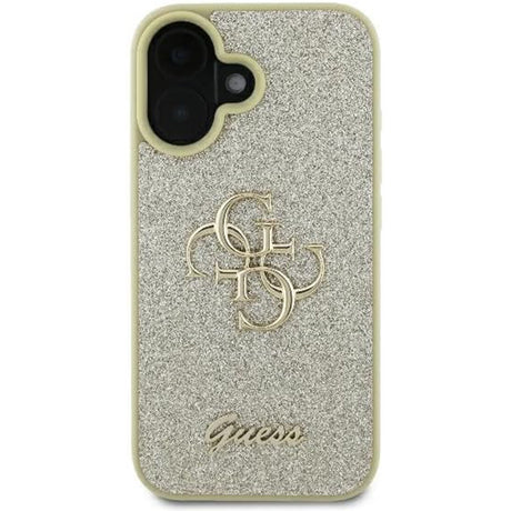 Husa de protectie Guess Glitter Fixed Big 4G (GUHCP16SHG4SGD) compatibil cu iPhone 16, Auriu