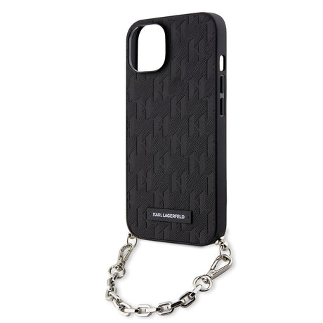 Husa de protectie Karl Lagerfeld Saffiano Monogram Chain (KLHCP14SSACKLHPK) compatibil cu iPhone 14, Negru