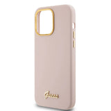 Husa de protectie Guess Silicone Script Metal Logo & Frame (GUHCP15XSMBSLP) compatibil cu iPhone 15 Pro Max, Roz Deschis