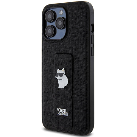 Husa de protectie Karl Lagerfeld Saffiano Gripstand (KLHCP14XGSACHPK) compatibil cu iPhone 14 Pro Max, Choupette