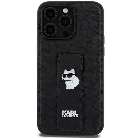 Husa de protectie Karl Lagerfeld Saffiano Gripstand (KLHCP14XGSACHPK) compatibil cu iPhone 14 Pro Max, Choupette