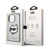 Husa de protectie Karl Lagerfeld Hardcase Glitter (KLHCP14XG2CPS) compatibil cu iPhone 14 Pro Max, Argintiu Choupette Patch