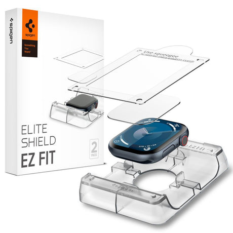Folie de protectie smartwatch Spigen (set de 2) Elite Shield EZ Fit (AFL08579) compatibil cu Apple Watch 10 46mm / Watch 11 46mm, Transparent
