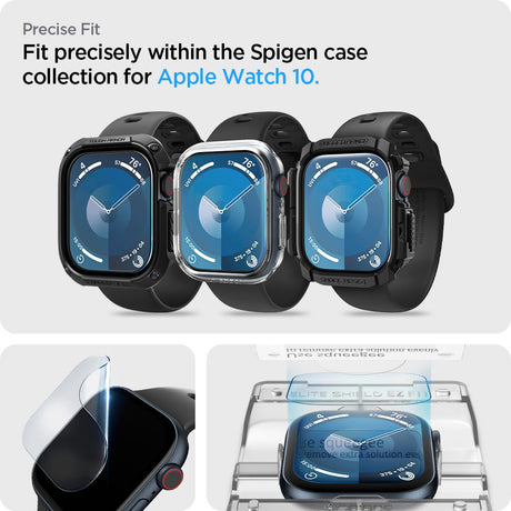 Folie de protectie smartwatch Spigen (set de 2) Elite Shield EZ Fit (AFL08579) compatibil cu Apple Watch 10 46mm / Watch 11 46mm, Transparent