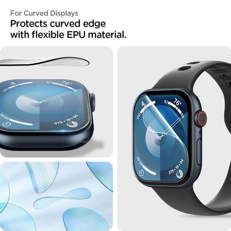 Folie de protectie smartwatch Spigen (set de 2) Elite Shield EZ Fit (AFL08579) compatibil cu Apple Watch 10 46mm / Watch 11 46mm, Transparent