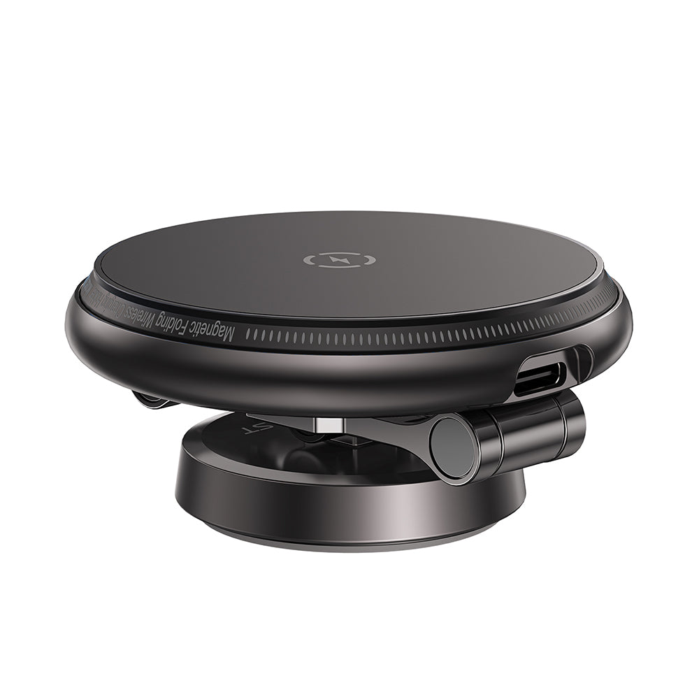 Suport Acefast with Wireless Charging (D30), for iPhone, Magnetic Grip, 360°, LED Light, for Dashboard, 15W, Negru