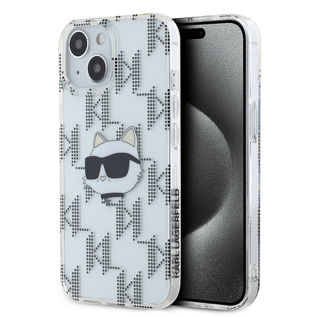 Husa de protectie Karl Lagerfeld IML Luxury (KLHCP15SHKLPCHT) compatibil cu iPhone 15, Transparent Choupette Head&Monogram