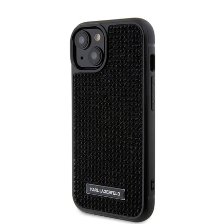 Husa de protectie Karl Lagerfeld Hardcase Rhinestone (KLHCP15SHDSPLK) compatibil cu iPhone 15, Logo Metal Plate