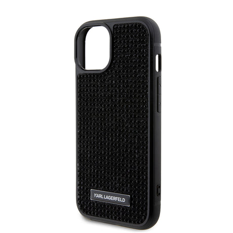Husa de protectie Karl Lagerfeld Hardcase Rhinestone (KLHCP15SHDSPLK) compatibil cu iPhone 15, Logo Metal Plate