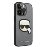Husa de protectie Karl Lagerfeld Saffiano (KLHCP14XSAPKHG) compatibil cu iPhone 14 Pro Max, Argintiu Karl`S Head
