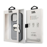 Husa de protectie Karl Lagerfeld Saffiano (KLHCP14XSAPKHG) compatibil cu iPhone 14 Pro Max, Argintiu Karl`S Head