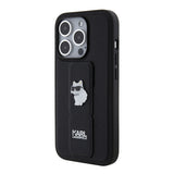 Husa de protectie Karl Lagerfeld Saffiano Gripstand (KLHCP15LGSACHPK) compatibil cu iPhone 15 Pro, Choupette Pins